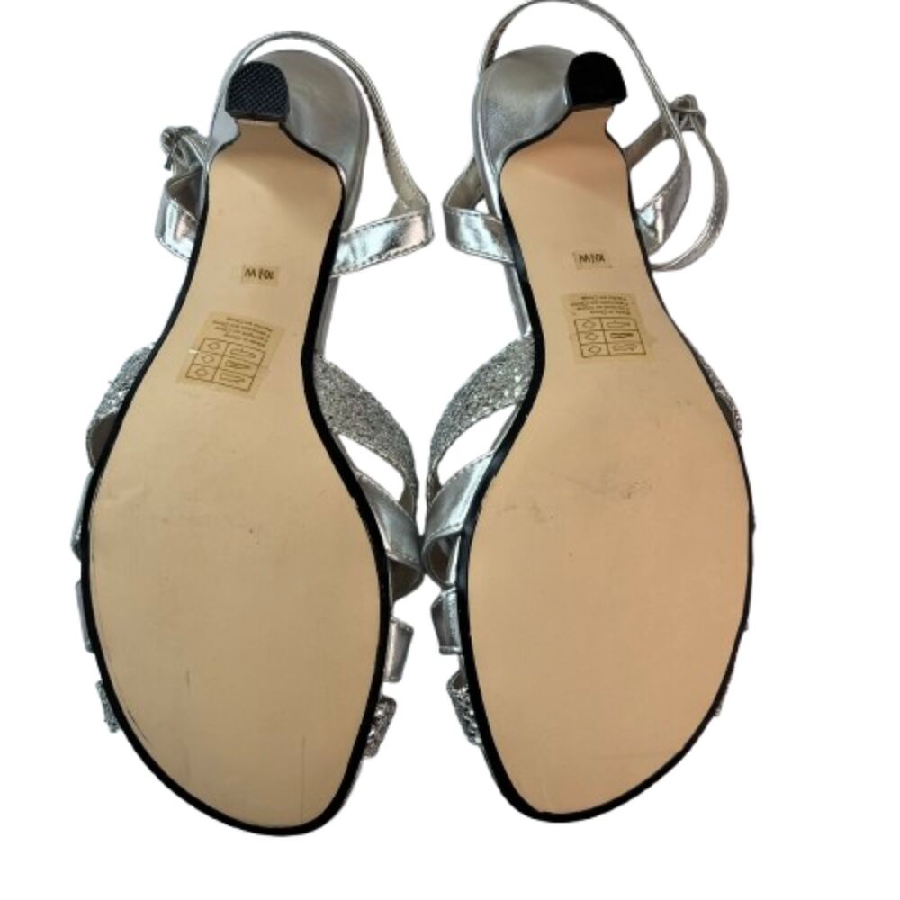 Benjamin Walk Touch Ups Silver Glitter Strappy Dress Sandals Size 10W - Picture 2 of 5